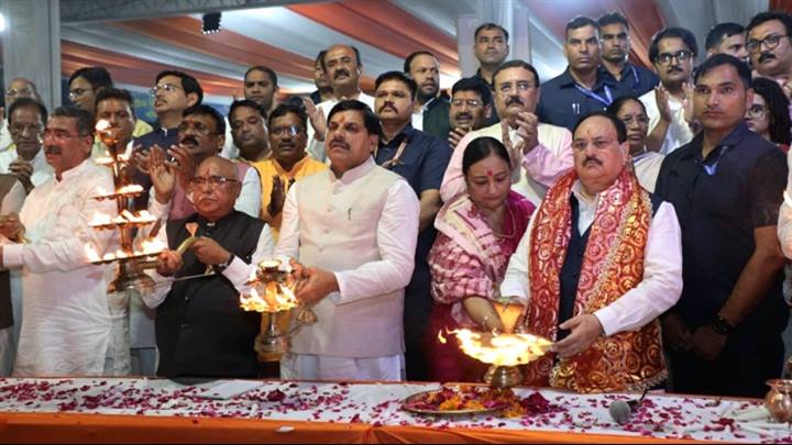 UHM Shri Nadda and CM Dr. Yadav Participate in Maa Narmada Maha Aarti